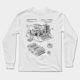 Enigma Machine Patent Black Long Sleeve T-Shirt